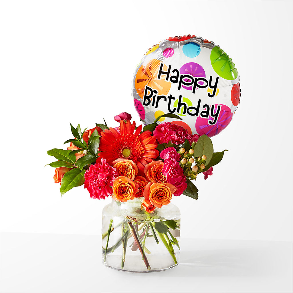 Fiesta Bouquet with Birthday Balloon – Main Street Floral, Superior NE