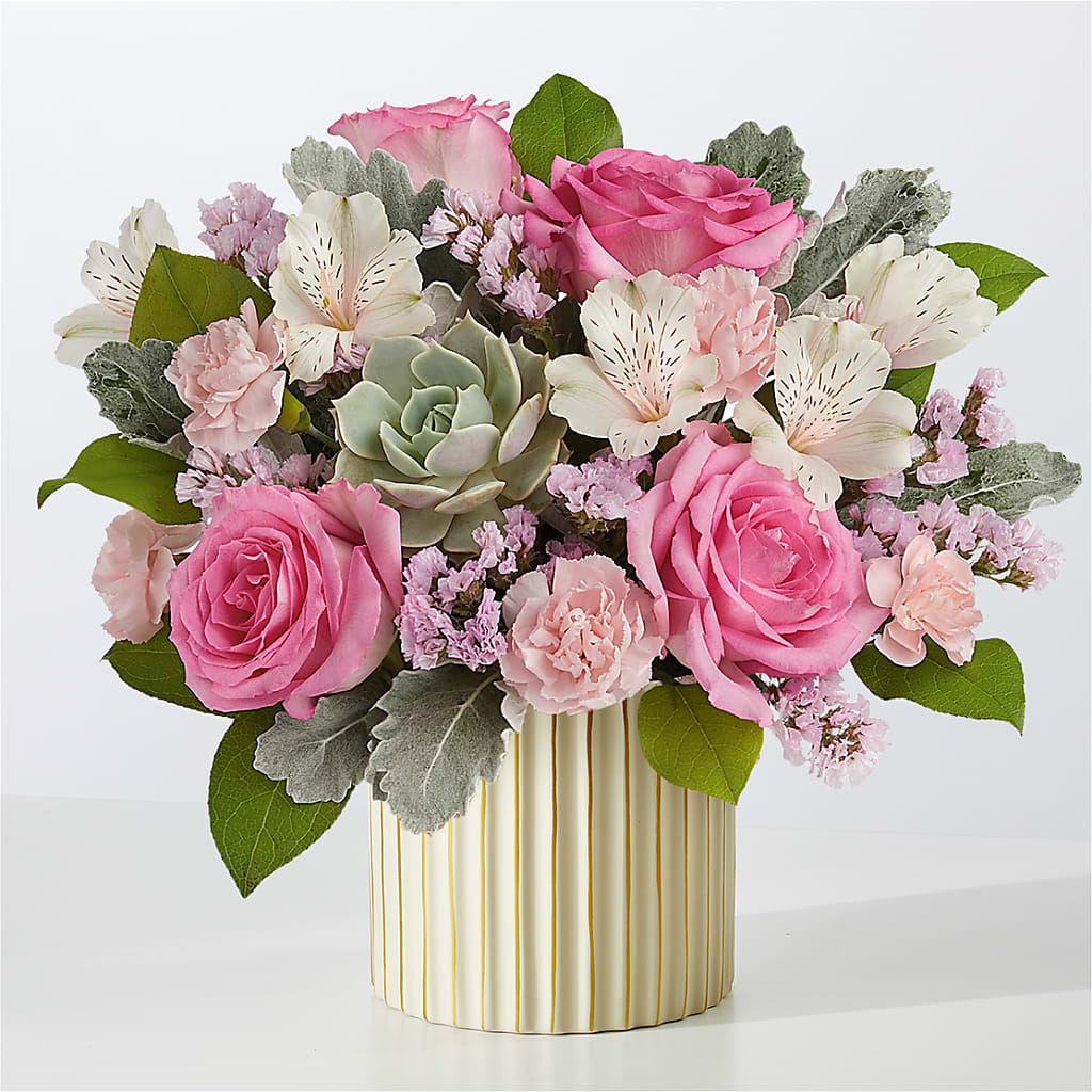 Dusty Rose Bouquet with Ivory Vase – Main Street Floral, Superior NE