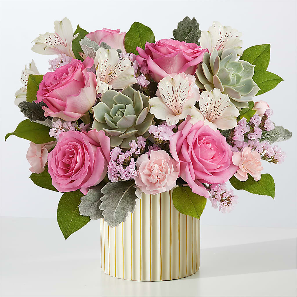 Dusty Rose Bouquet with Ivory Vase – Main Street Floral, Superior NE