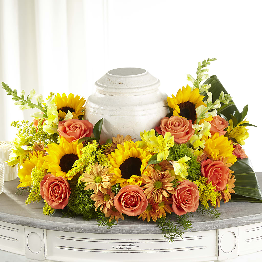 Faithful Sunflower Cremation Adornment – Main Street Floral, Superior NE