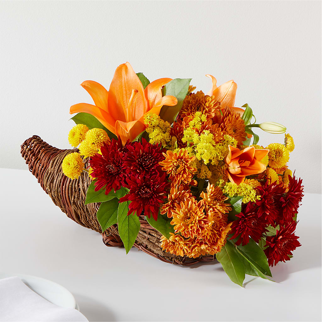 Bouquet of Blessings Cornucopia – Main Street Floral, Superior NE