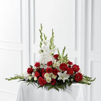 Crimson & White Arrangement –  Main Street Floral, Superior NE