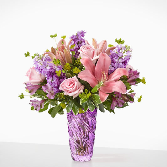 Precious Petals Bouquet with Luxe Swirl Vase –  Main Street Floral, Superior NE
