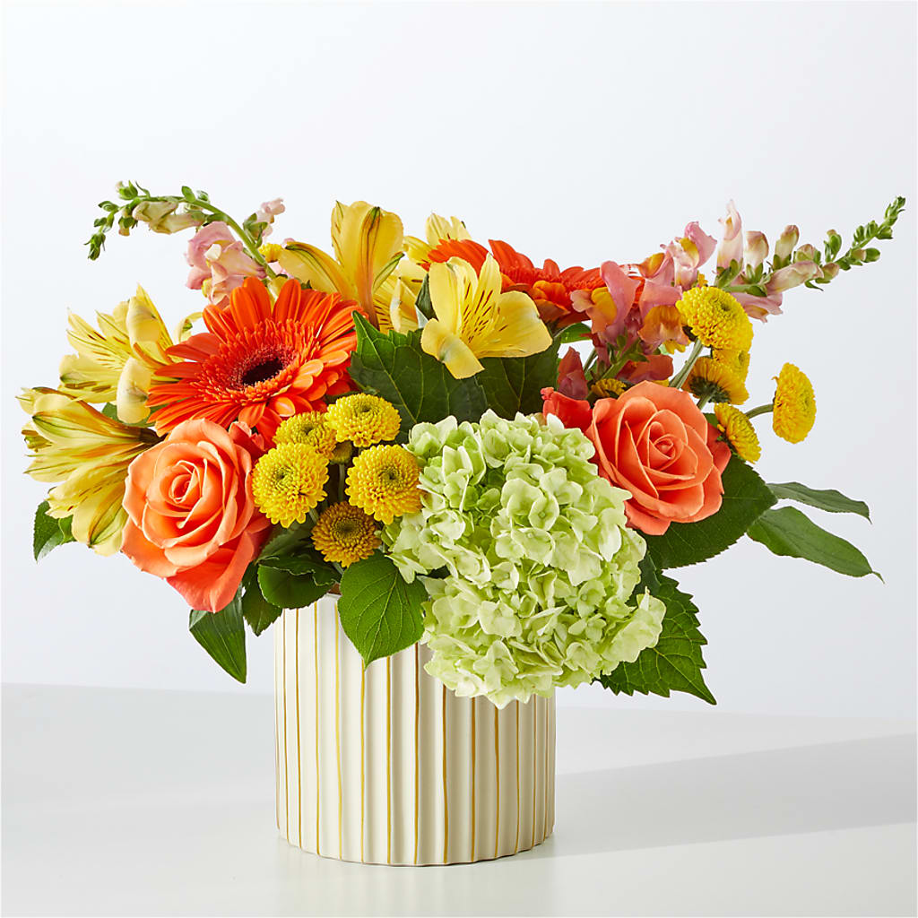 Autumn Sunshine Bouquet with Ivory Vase –  Main Street Floral, Superior NE