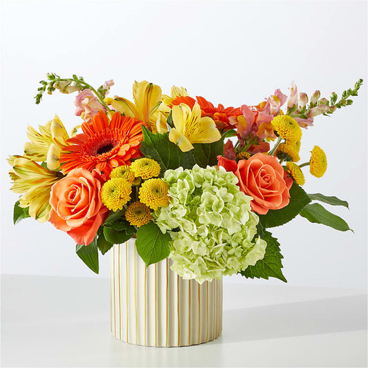 Autumn Sunshine Bouquet with Ivory Vase –  Main Street Floral, Superior NE