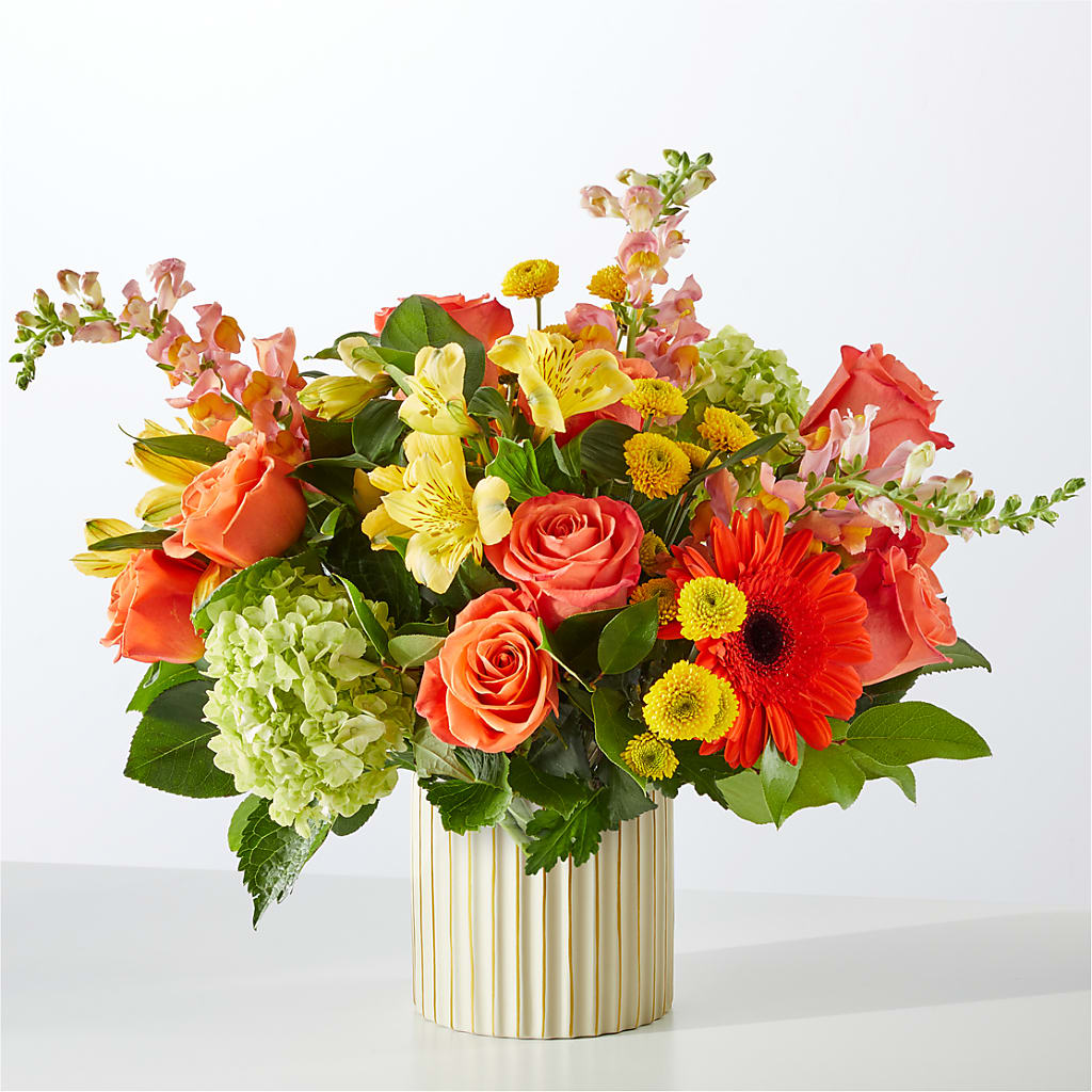 Autumn Sunshine Bouquet with Ivory Vase –  Main Street Floral, Superior NE