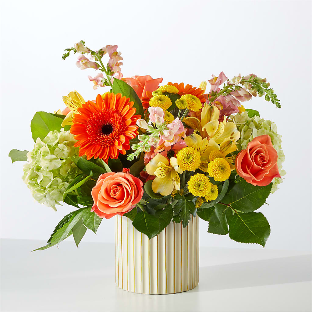 Autumn Sunshine Bouquet with Ivory Vase –  Main Street Floral, Superior NE