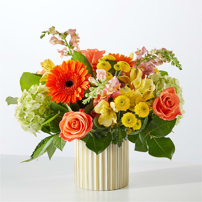 Autumn Sunshine Bouquet with Ivory Vase –  Main Street Floral, Superior NE