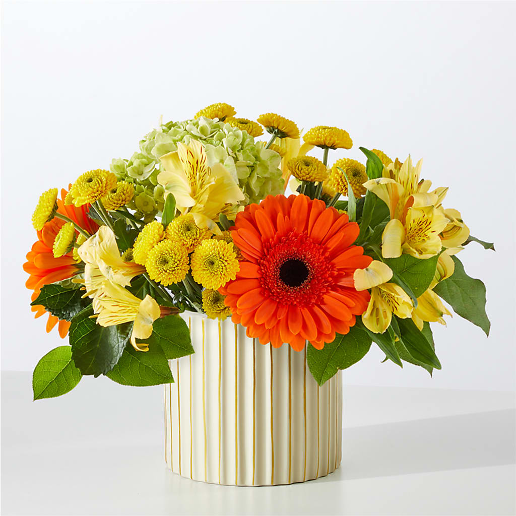 Autumn Sunshine Bouquet with Ivory Vase –  Main Street Floral, Superior NE