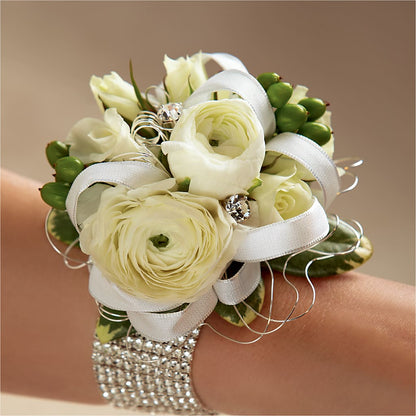 White Wedding Corsage –  Main Street Floral, Superior NE